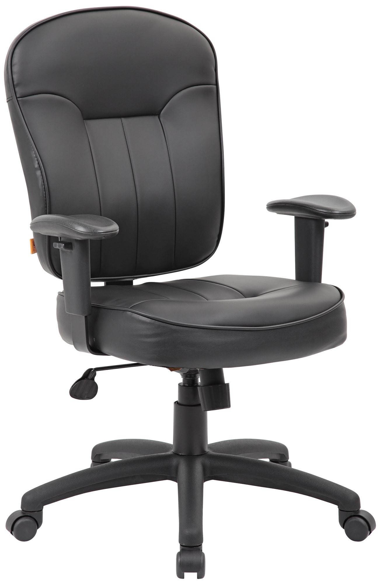 Boss Black Leather Mid-Back Swivel Adjustable Task Chair