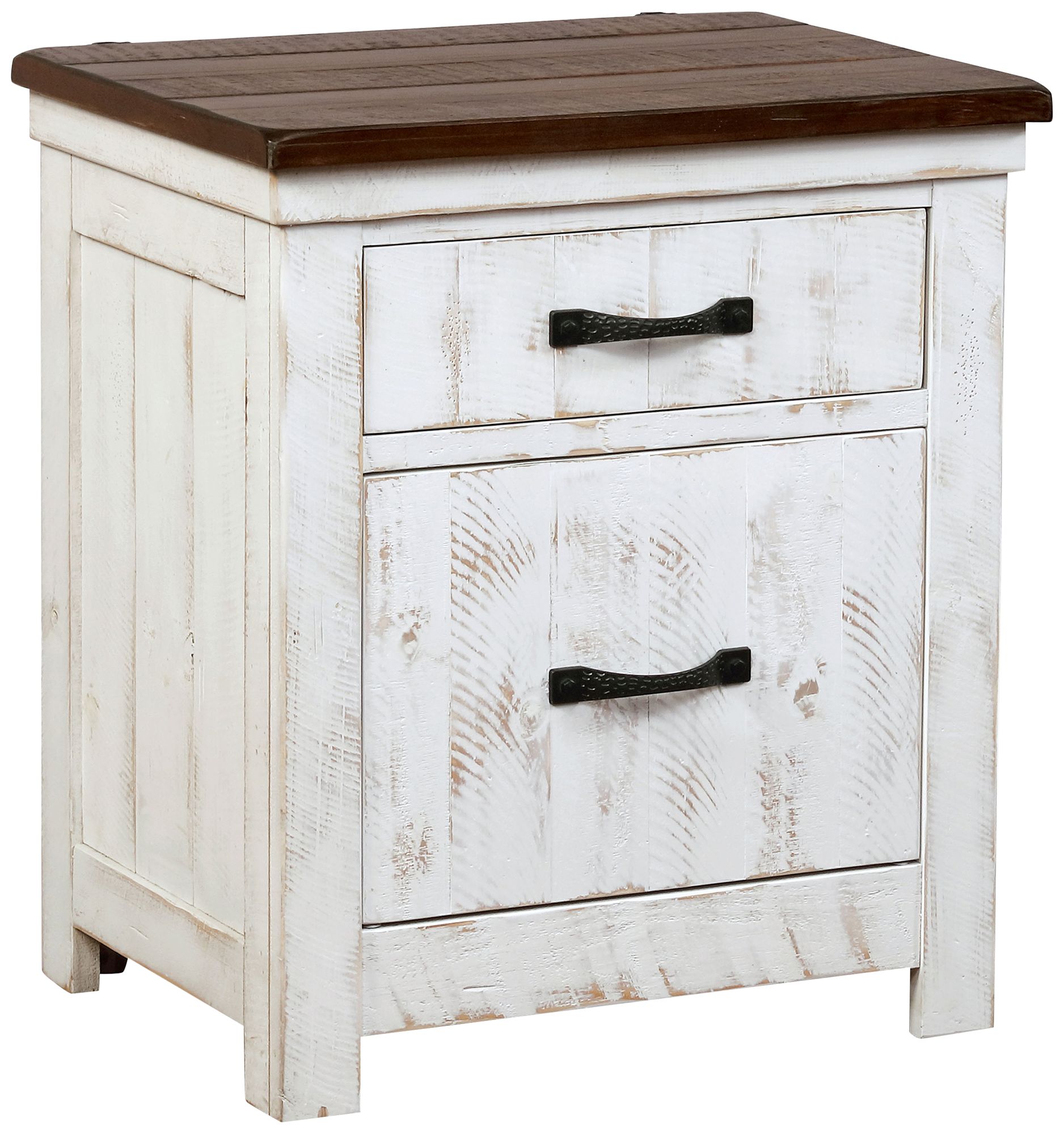Berene 24"W White Walnut 2-Drawer Nightstand with USB Port