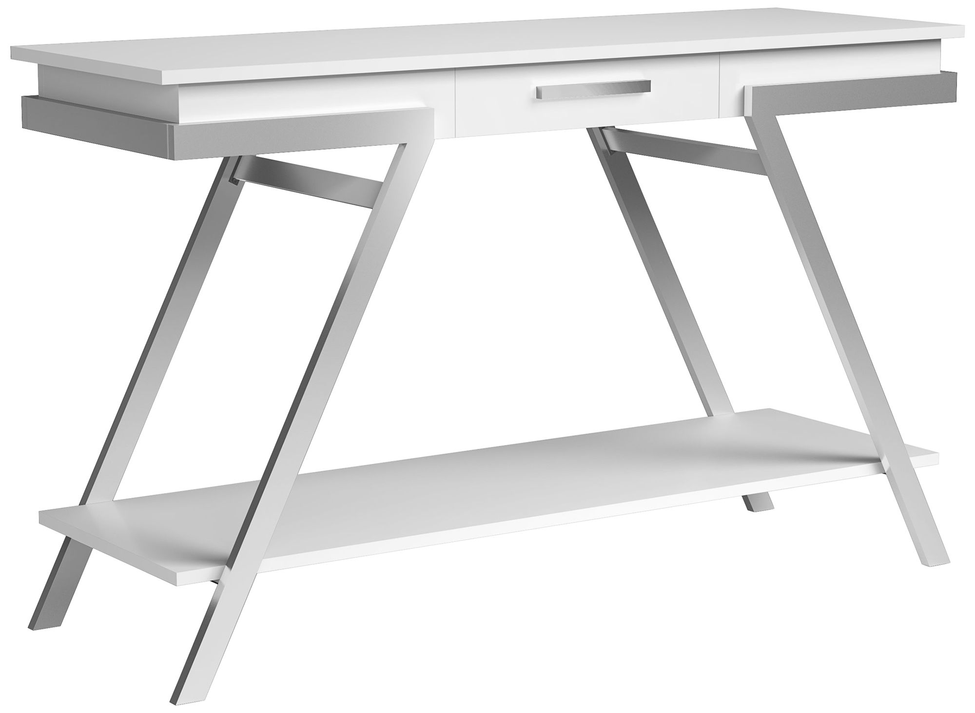 Becti 47 1/2" Wide White and Chrome 1-Drawer Console Table