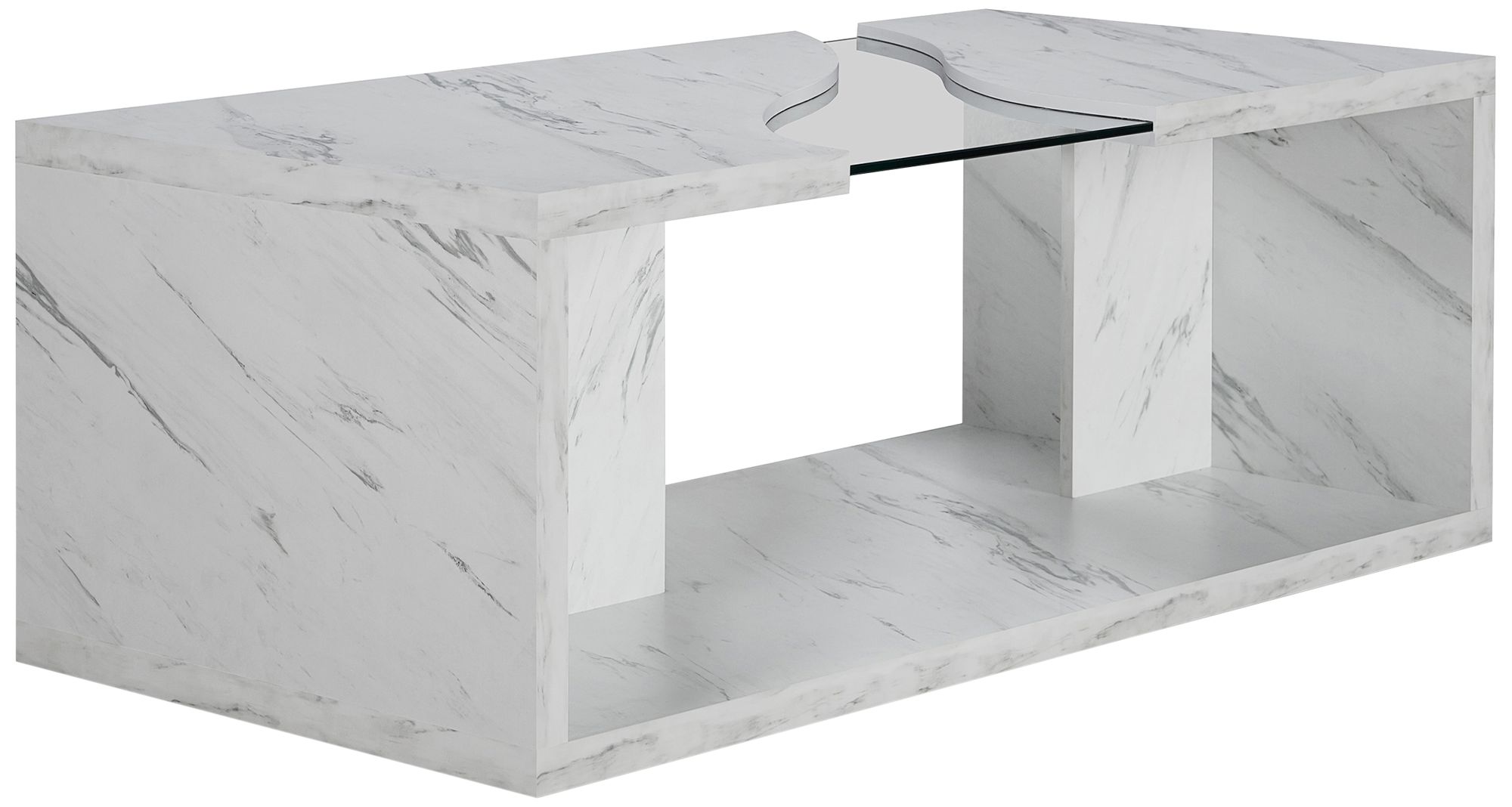 Lenu 47 1/4" Wide Marble White Rectangular Coffee Table