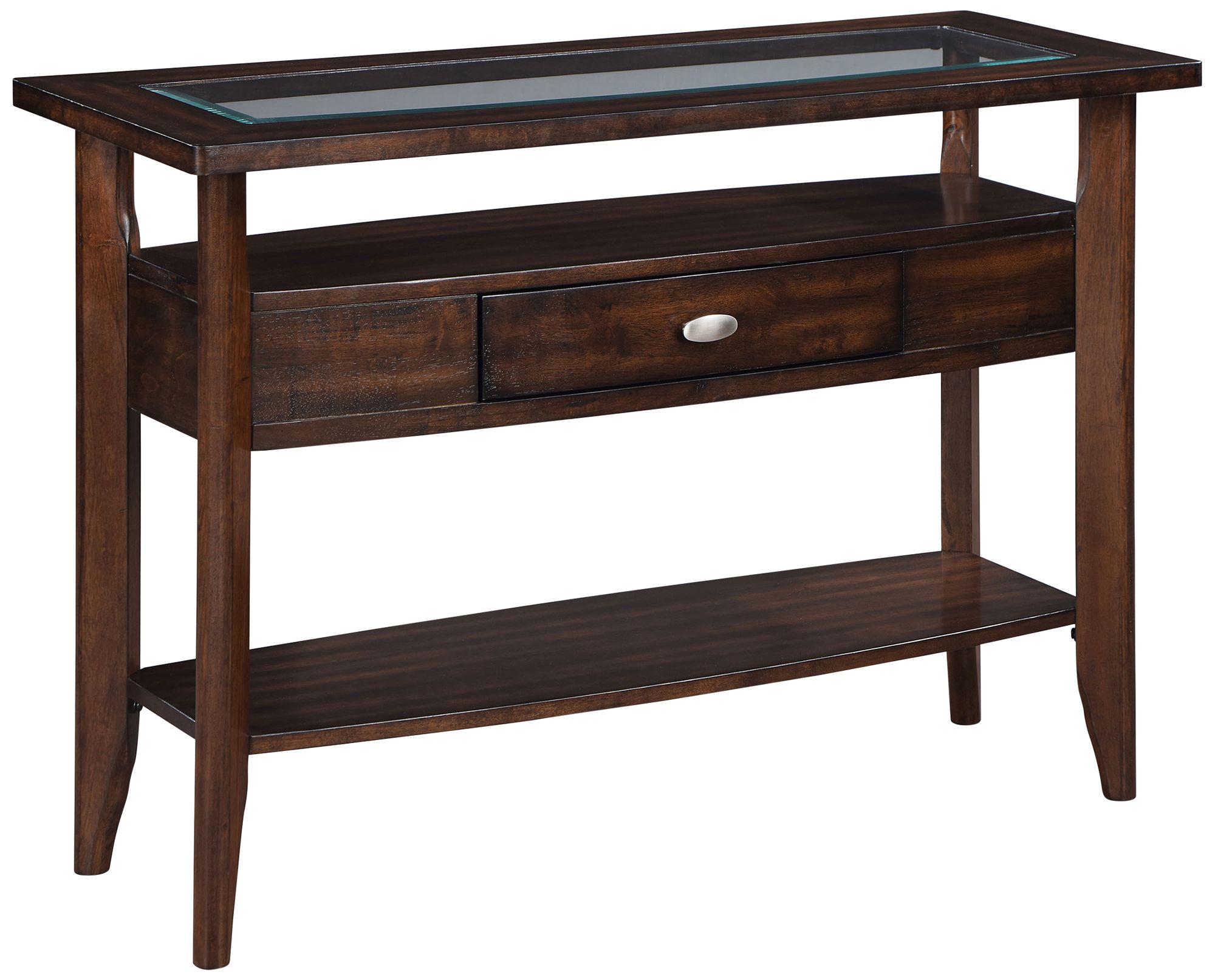 Eski 44" Wide Dark Walnut 1-Drawer 2-Shelf Console Table