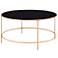 Fontayn 36" Wide Gold Metal Black Glass Round Coffee Table