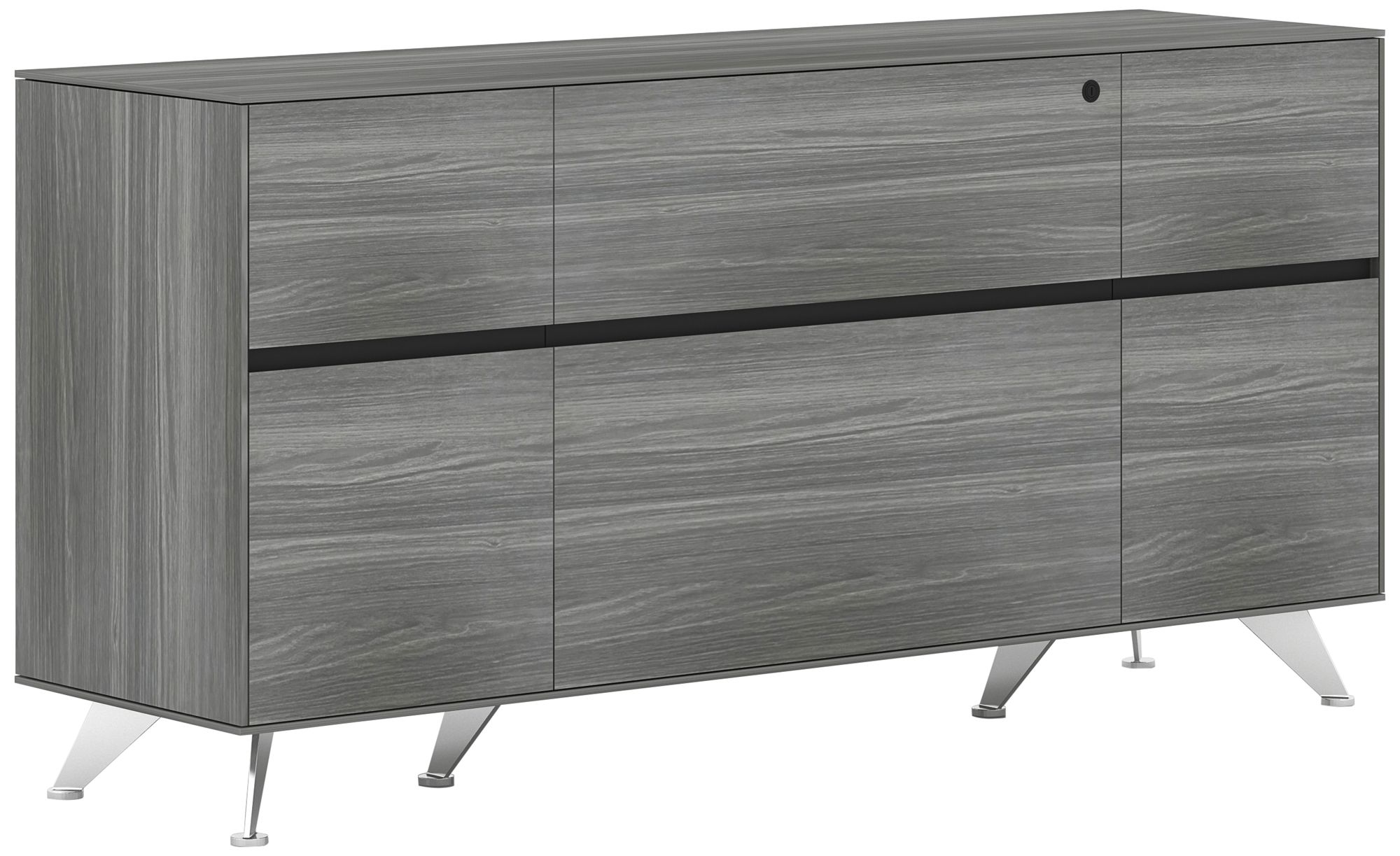 300 Collection 63" Wide Gray and Black Wood Credenza
