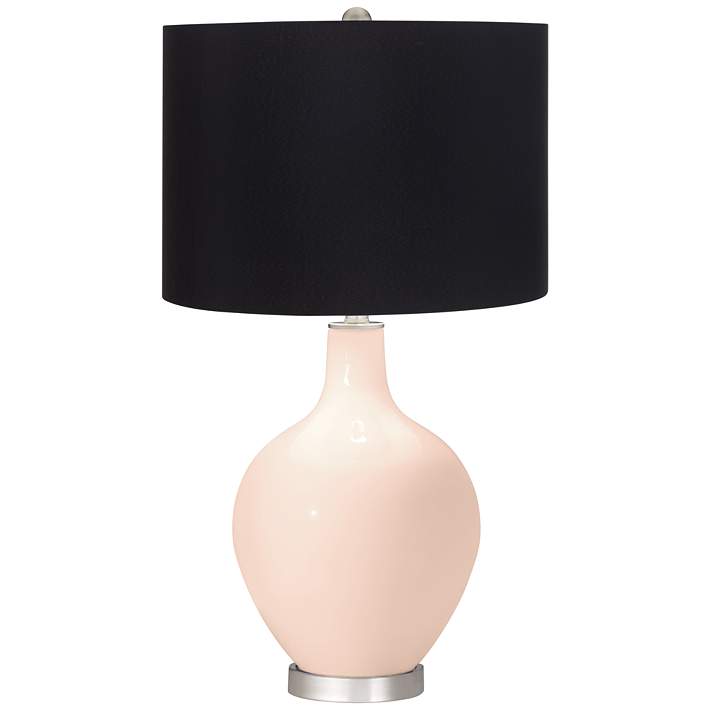 Linen Color Ovo Table Lamp with Black Shade - #92C85 | Lamps Plus