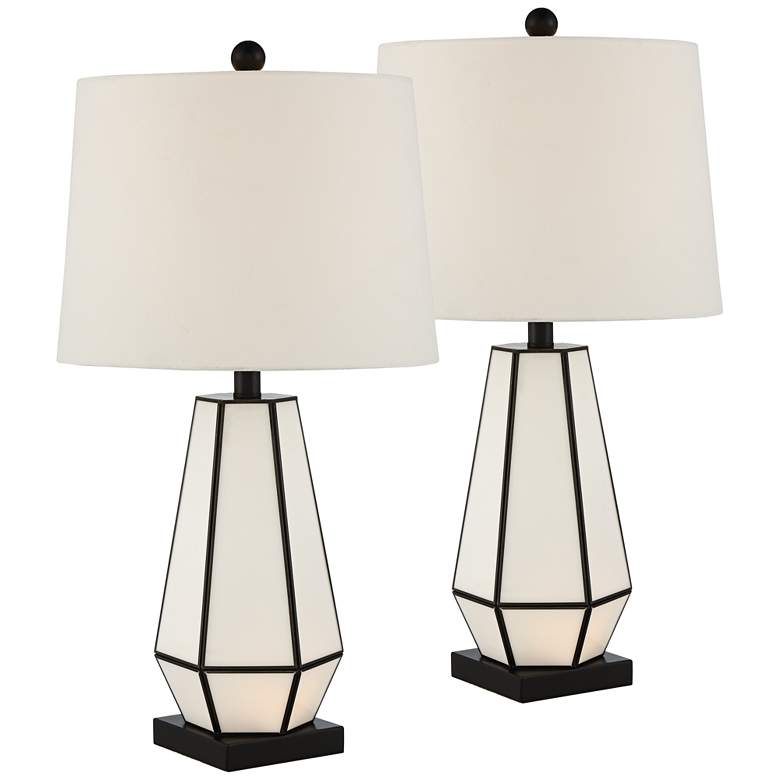 Zoe Modern Geometric Night Light Table Lamps Set of 2
