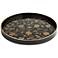 Floral Painted Black and Gold Round Decorative Tray