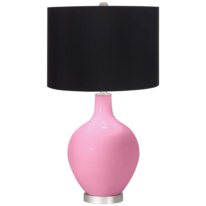 Pale Pink Ovo Table Lamp With Black, Pale Pink Table Lamp Shades