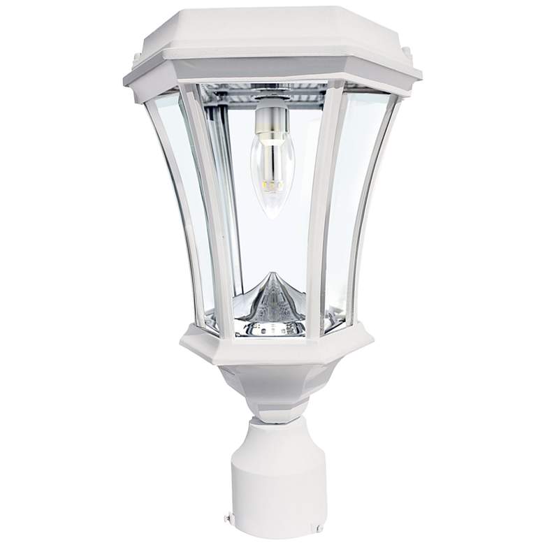 Image 1 Victorian 15" High White Solar LED Outdoor Post Light