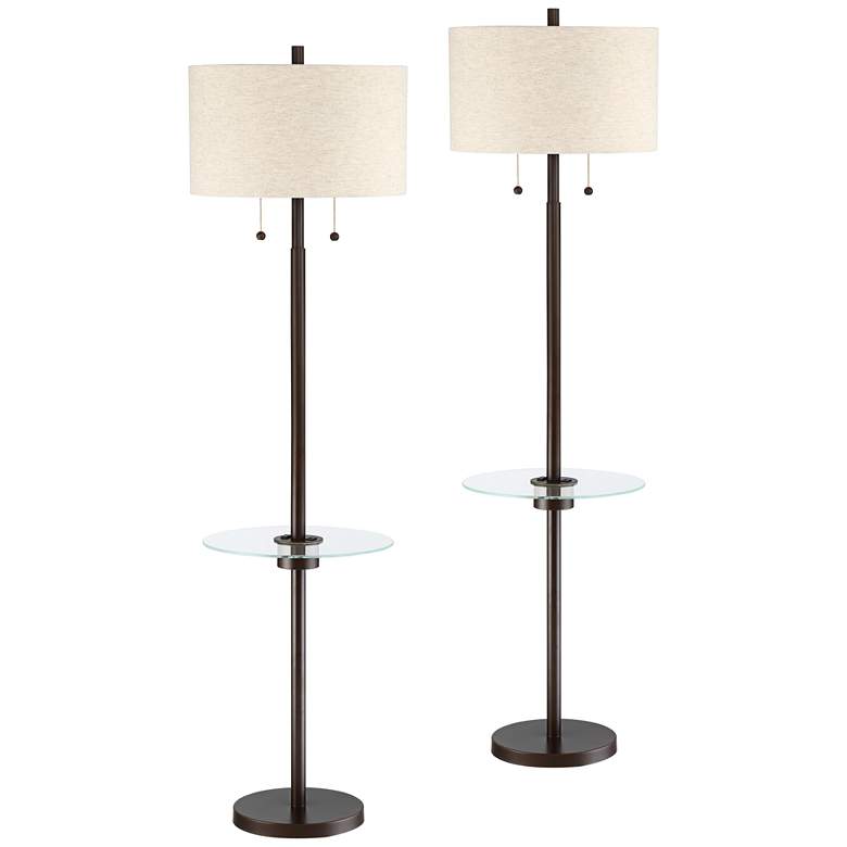 Image 2 Morrow Tray Table Floor Lamp with USB and Outlet Set of 2