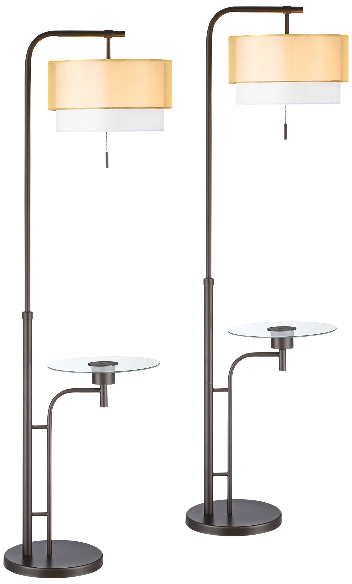 Dion Bronze Tray Table USB Floor Lamps Set of 2 92V75 Lamps Plus