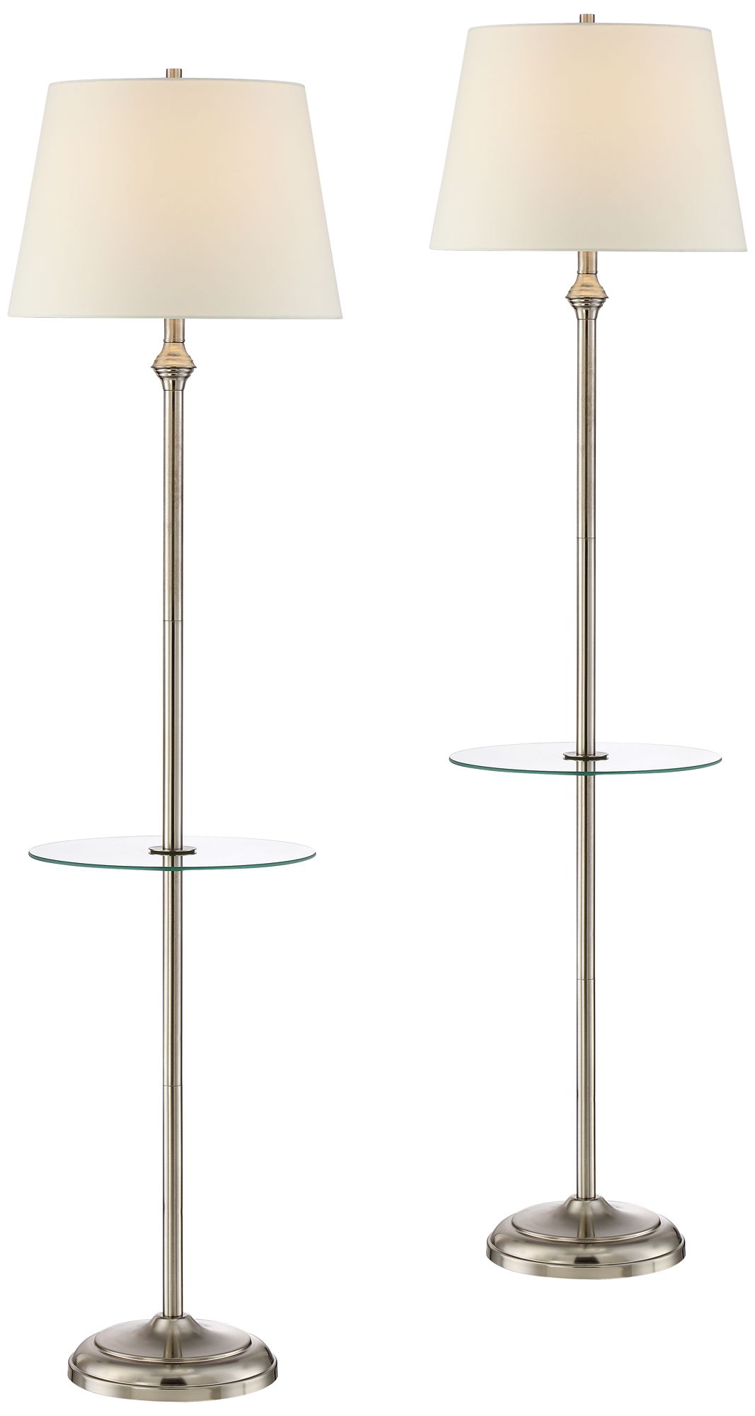 Dayton Satin Nickel Tray Table Floor Lamps Set of 2 92V87 Lamps Plus