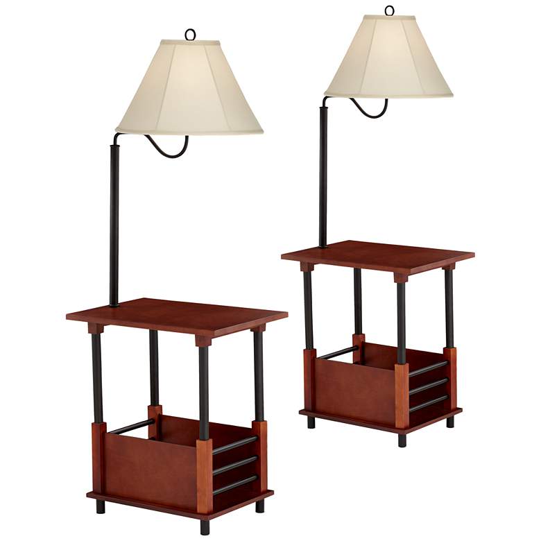 Marville Mission Style End Table Floor Lamps Set of 2