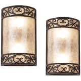 Natural Mica 12 1/2&quot; High Wall Sconce Fixtures Set of 2