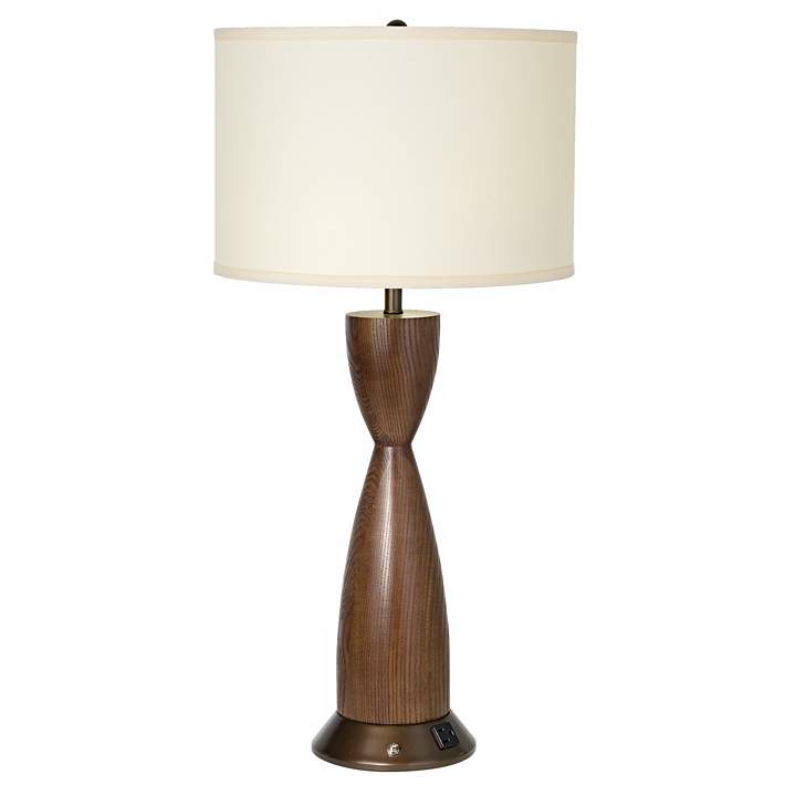 Dagny Chocolate Brown Wood Table Lamp, Chocolate Brown Floor Lamp