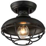 Franklin Park 8 1/2&quot; Wide Black Finish Caged Outdoor Ceiling Light