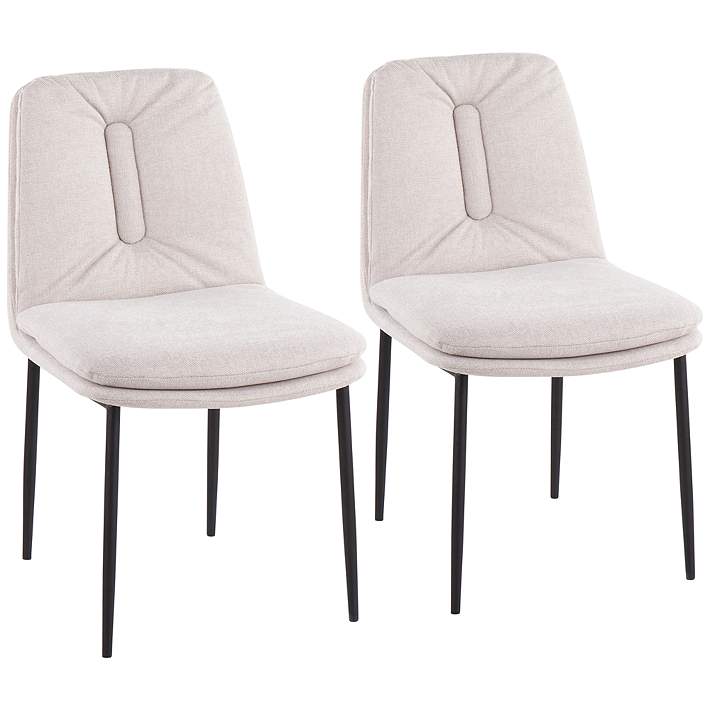 Smith Tufted Cream Fabric Dining Chairs, Cream Fabric Dining Chairs