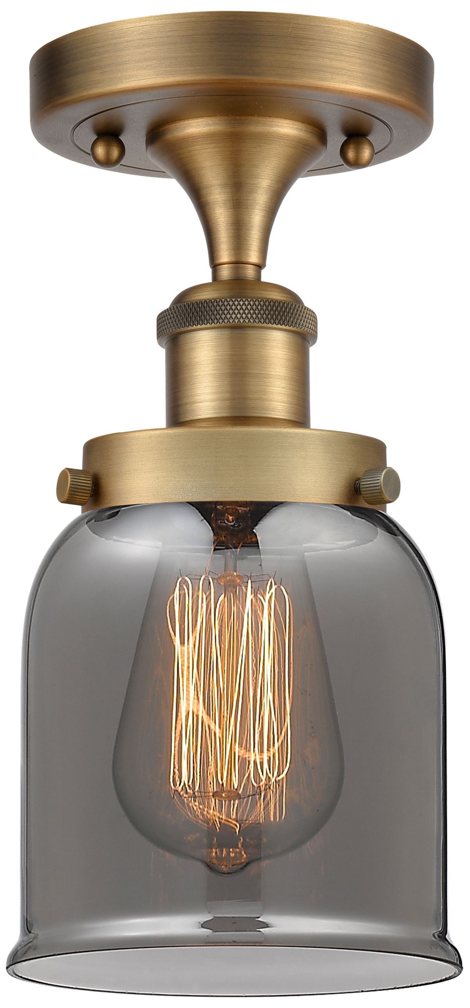 Innovations Lighting Ballston Urban Bell  5" Semi-flush Mount - Brushed Brass - Plated Smok