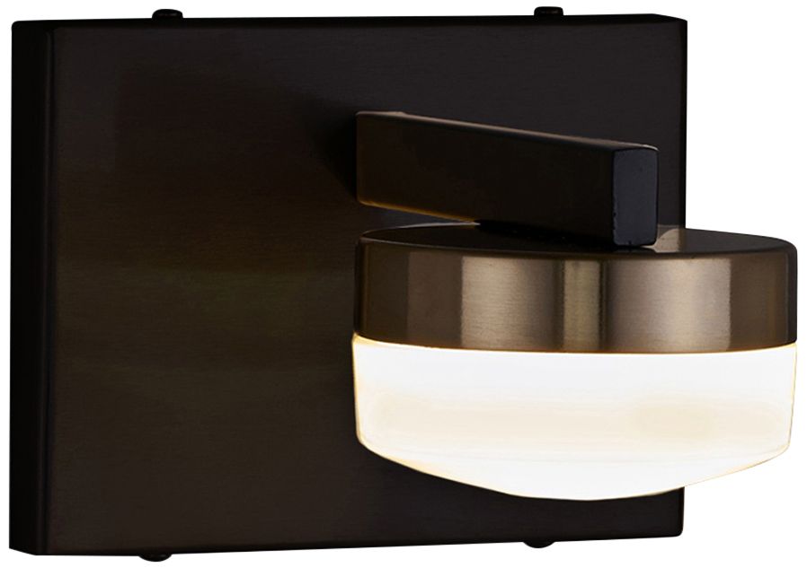 Fusion™ Puck 4 1/2" High Black and Brass LED Wall Sconce