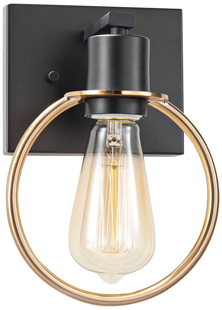 Justice Design Volta 10"H Matte Black and Brass Wall Sconce
