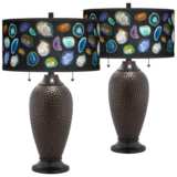 Agates and Gems II Oil-Rubbed Bronze Table Lamps Set of 2