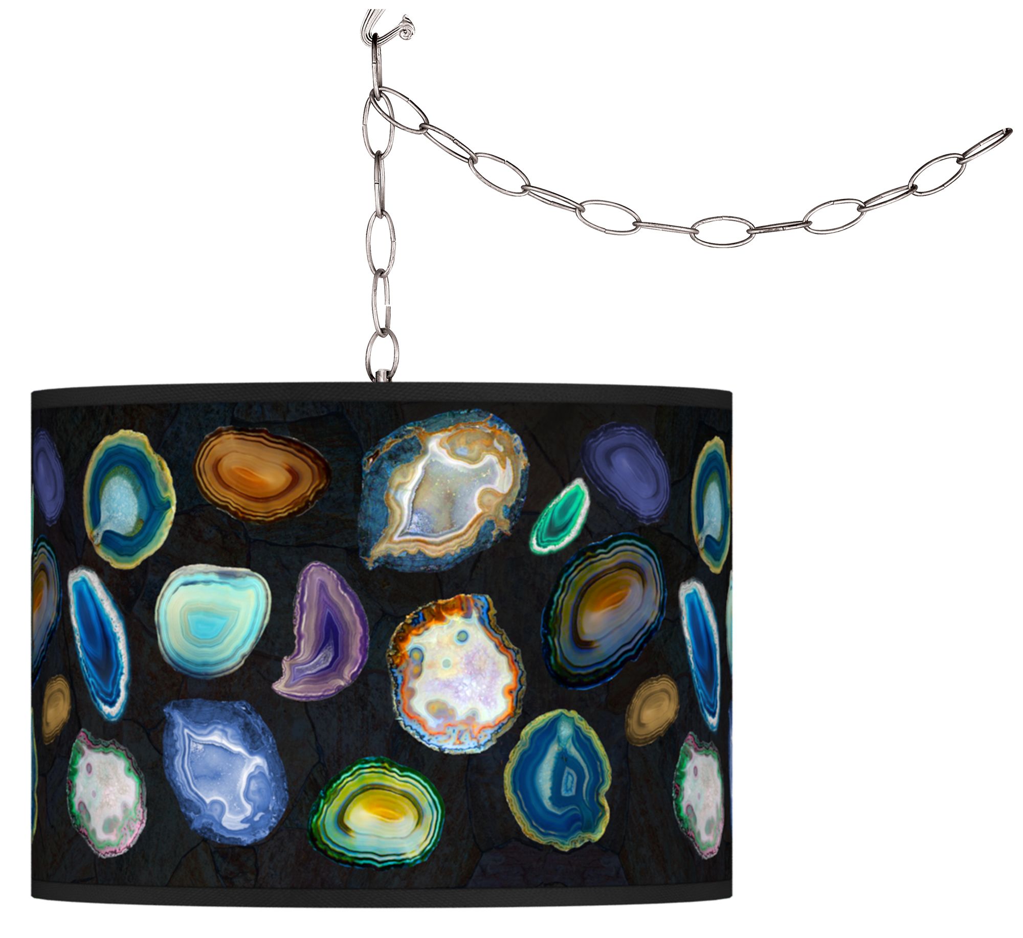 Agates and Gems II Giclee Glow Plug-In Swag Pendant