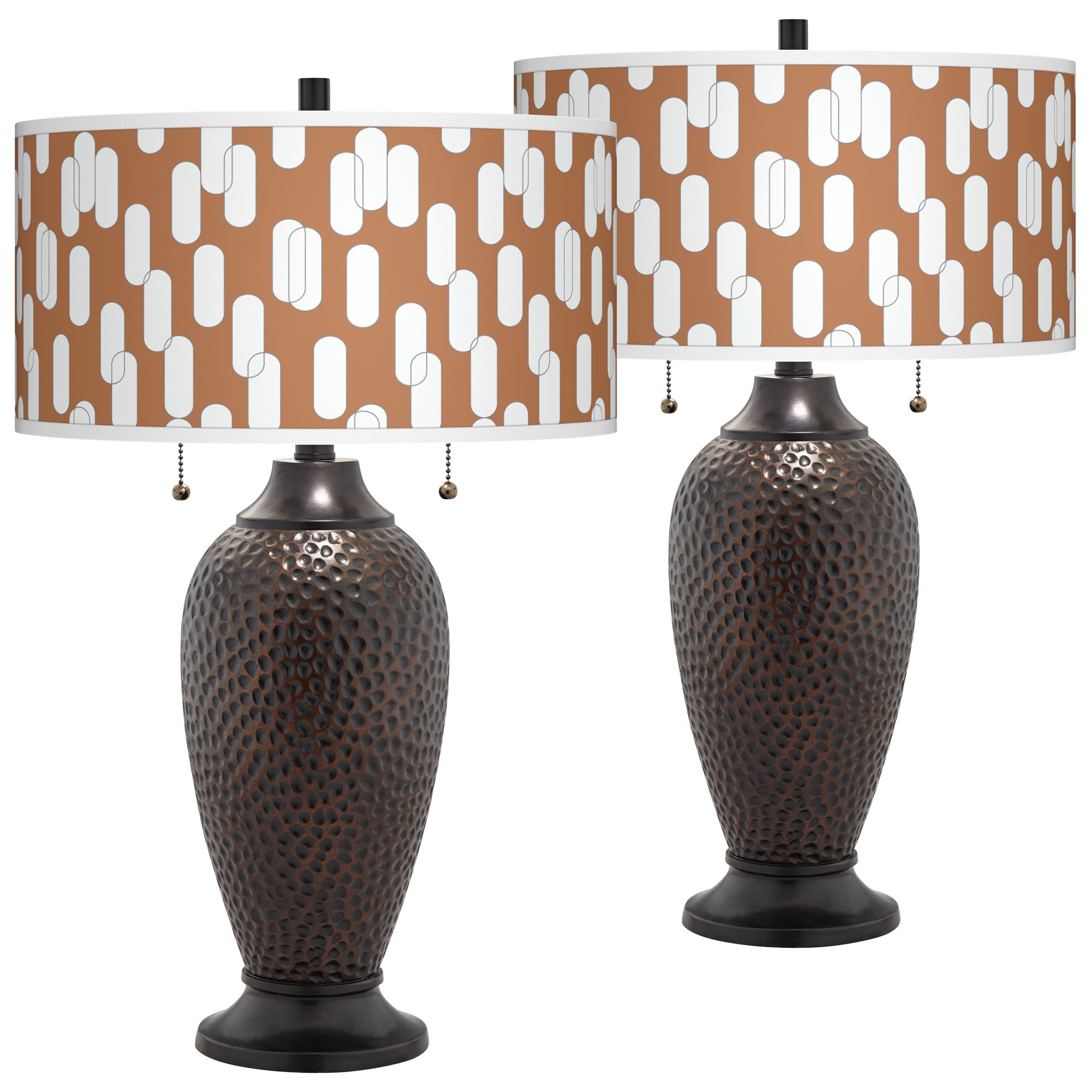 Ovals II Hammered OilRubbed Bronze Table Lamps Set of 2 93G61