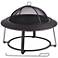 Orbiter 31.7" Wide Round Wood Burning Fire Pit with Mesh Cover