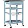 Zoey 22 3/4" Wide Blue Wood and Stainless Steel Kitchen Cart