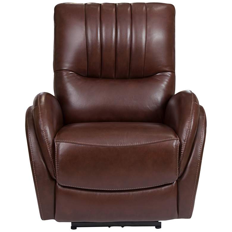 Italy Brown Leather Power USB Recliner with Lumbar Support