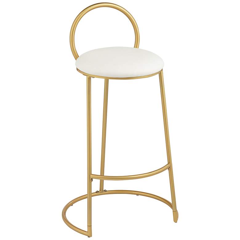 Claire 30 1/2&quot; Hammond Gold and White Faux Leather Barstool