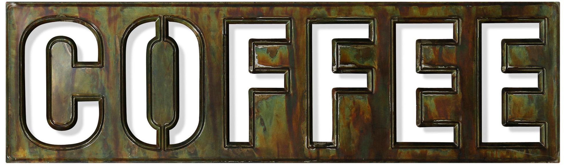 Coffee Bistro Sign 36" Wide Burnished Metal Wall Art 93R18 Lamps Plus