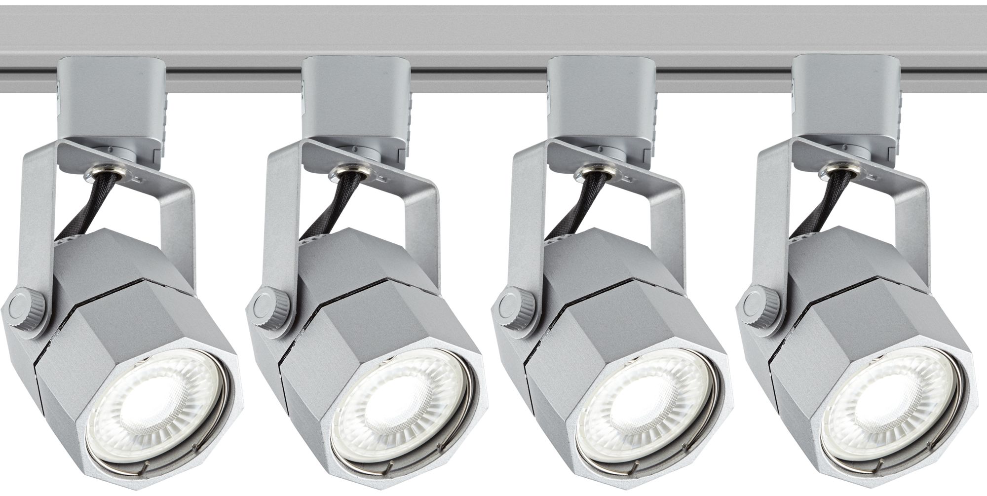 4-Light Nickel Octagonal LED Floating Canopy Track Kit