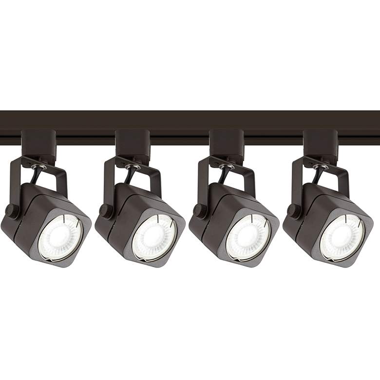 Image 1 4-Light Bronze Square LED Track Kit with Floating Canopy