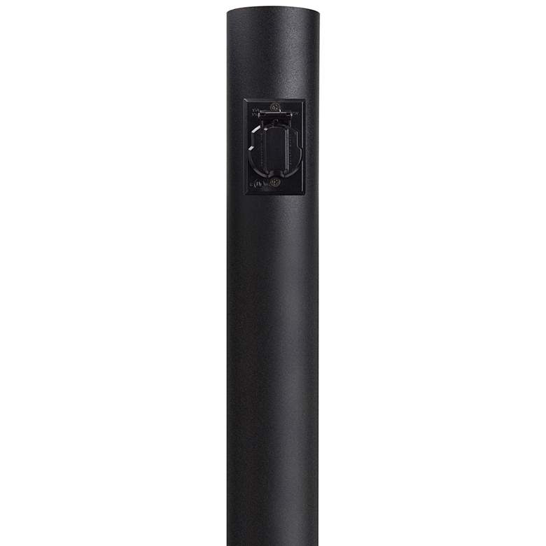 Black 96&quot; High Outdoor Direct Burial Lamp Post with Outlet