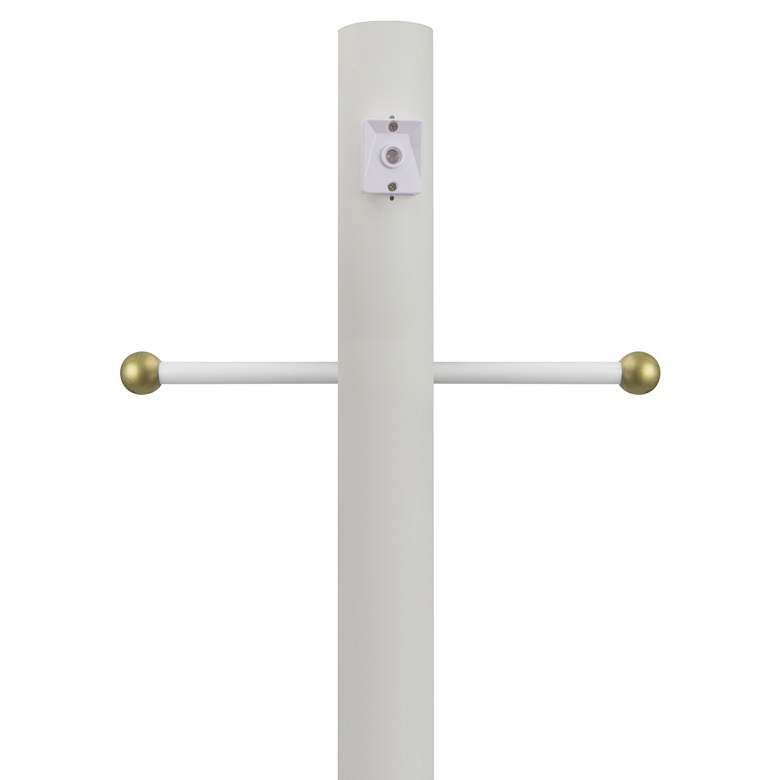 White 84&quot;H Cross Arm Dusk-to-Dawn Direct Burial Lamp Post
