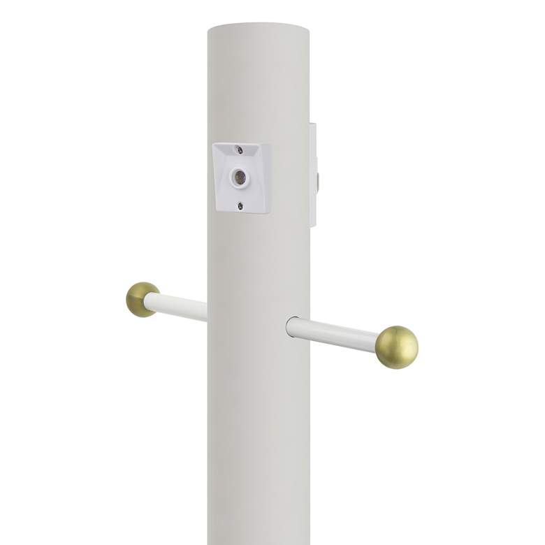 White 84&quot;H Cross Arm Outlet Dusk-to-Dawn Inground Lamp Post