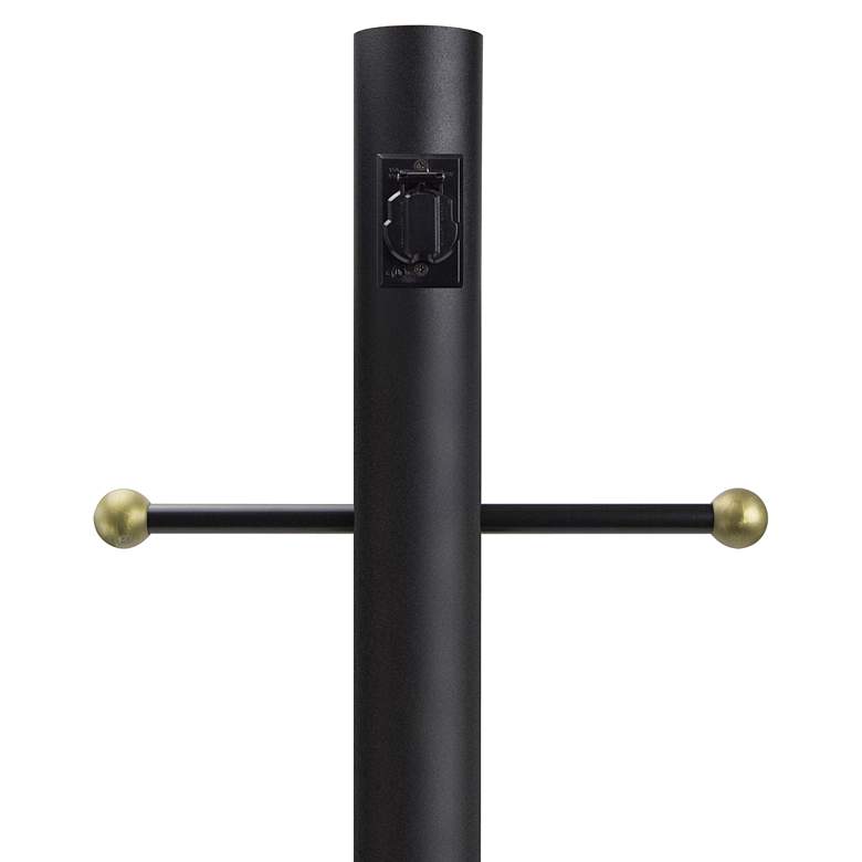 Black 84&quot; High Cross Arm Outlet Direct Burial Lamp Post
