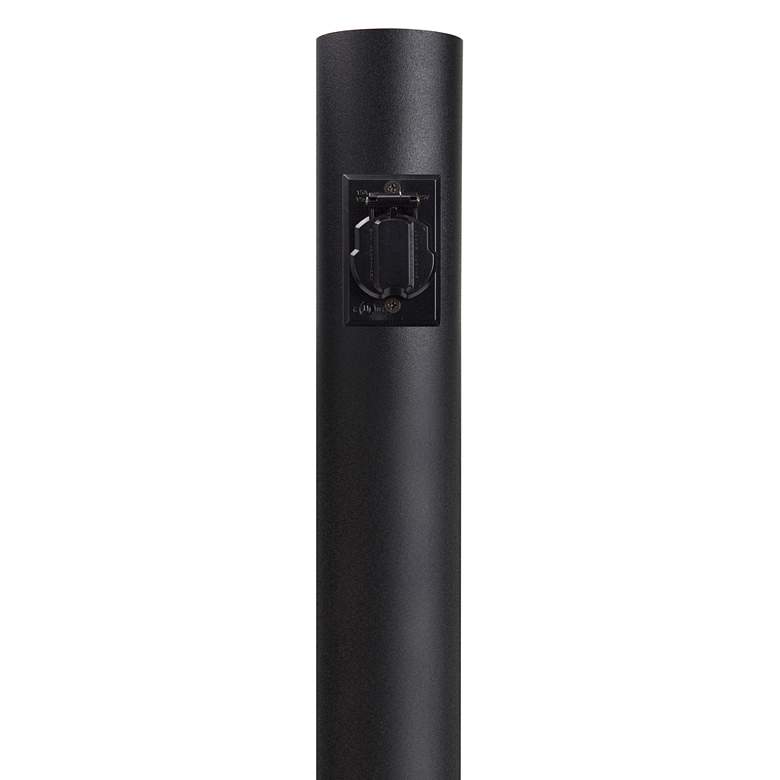 Black 84&quot; High Outdoor Direct Burial Lamp Post with Outlet