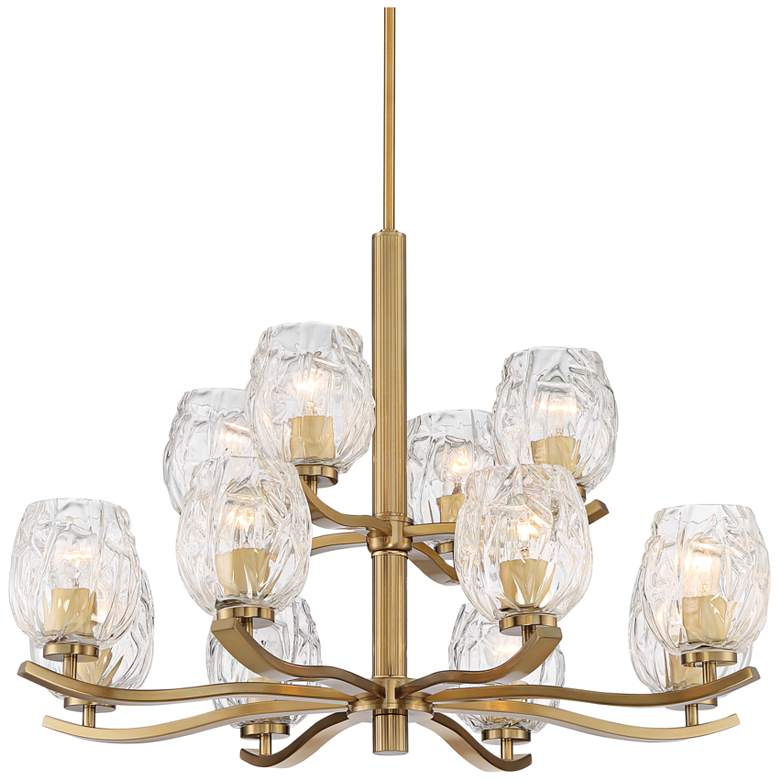 Image 2 Stiffel Veronica 33 1/4" Wide Gold and Glass 12-Light Chandelier
