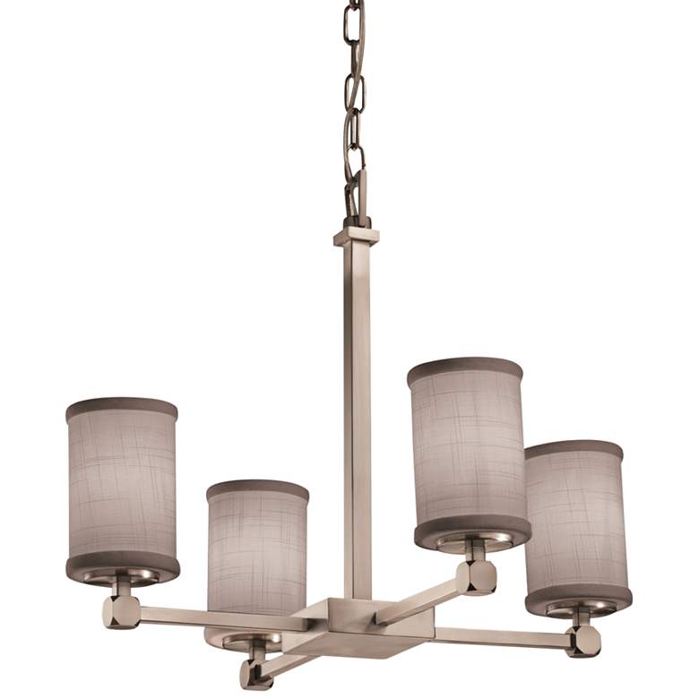 Textile&trade; 21&quot;W Chrome and Gray 4-Light LED Chandelier