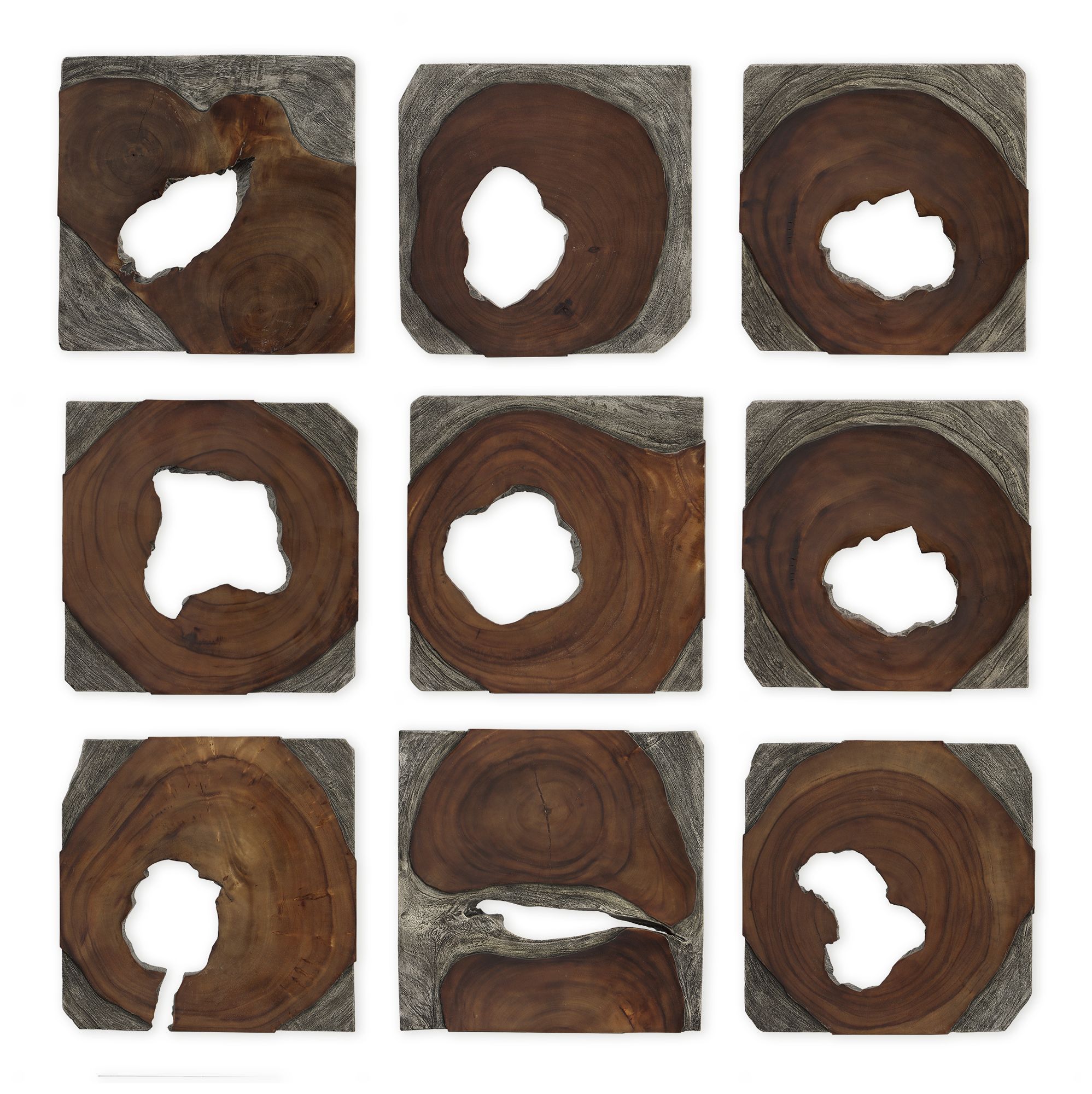 Uttermost Jungle Wood Paneled 9-Piece Wall Art