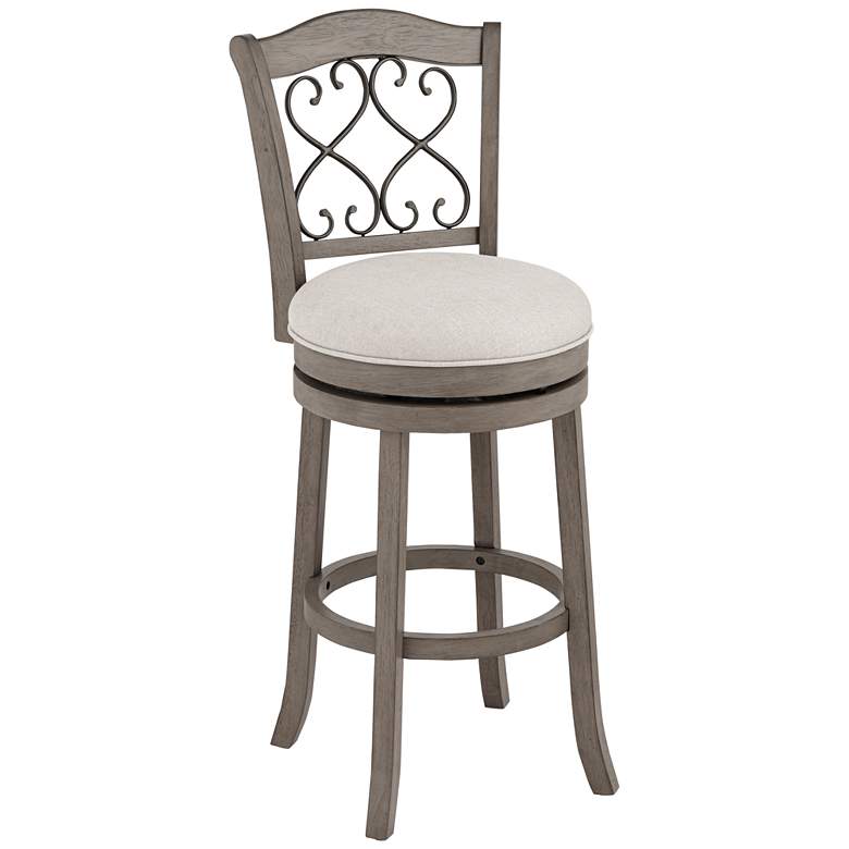 Newton 26&quot; Gray Fabric and Wood Swivel Counter Stool