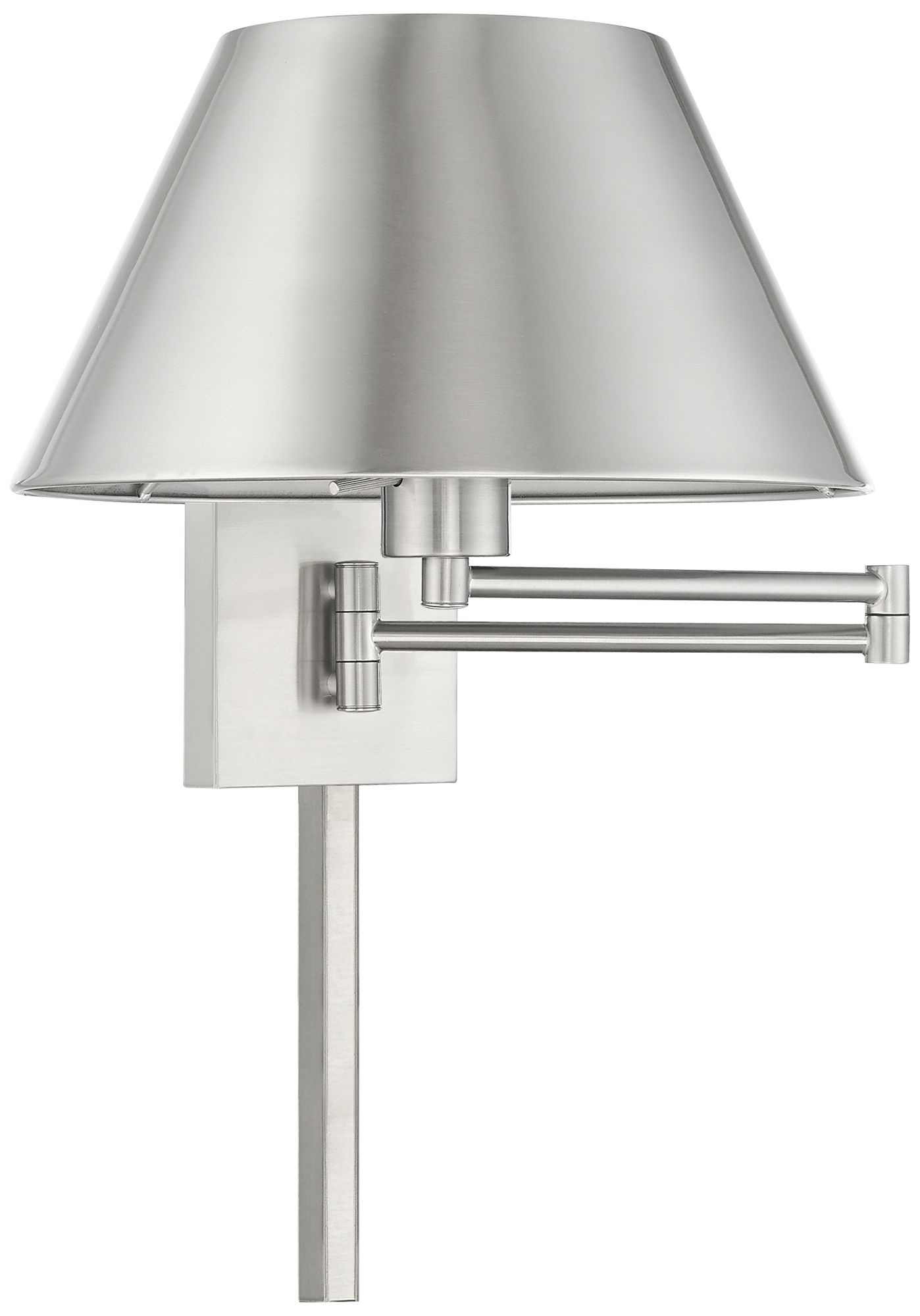 Brushed Nickel Metal Swing Arm Wall Lamp with Empire Shade 94A92