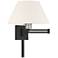 Black Swing Arm Wall Lamp with Oatmeal Fabric Empire Shade