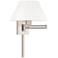 Brushed Nickel Swing Arm Wall Lamp w/ Off-White Empire Shade