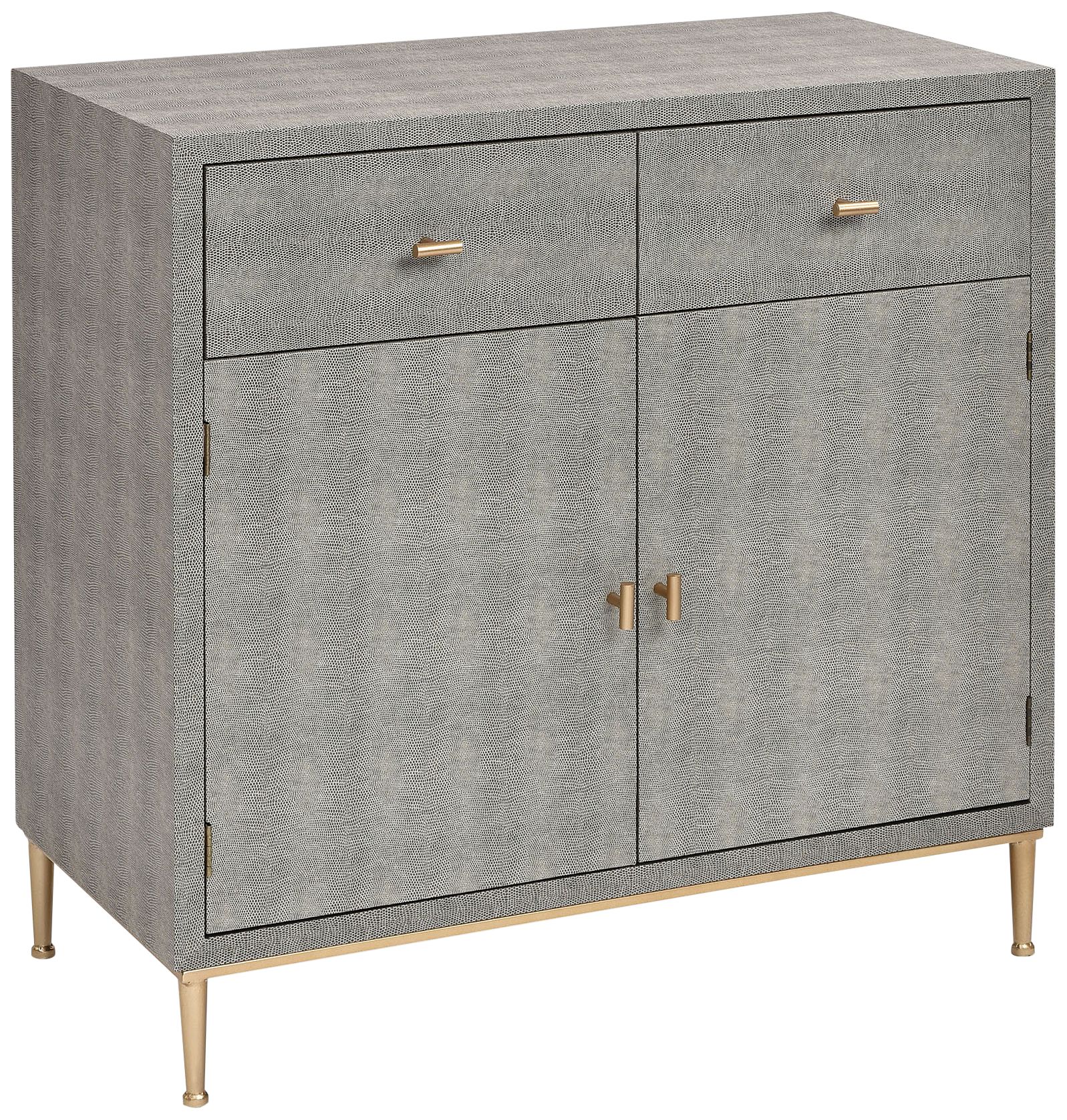 Sands Point 32" Wide Gray and Gold 2-Drawer Cabinet