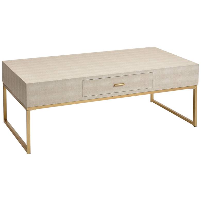 Les Revoires 48 1/8&quot; Wide Modern Cream and Gold Coffee Table