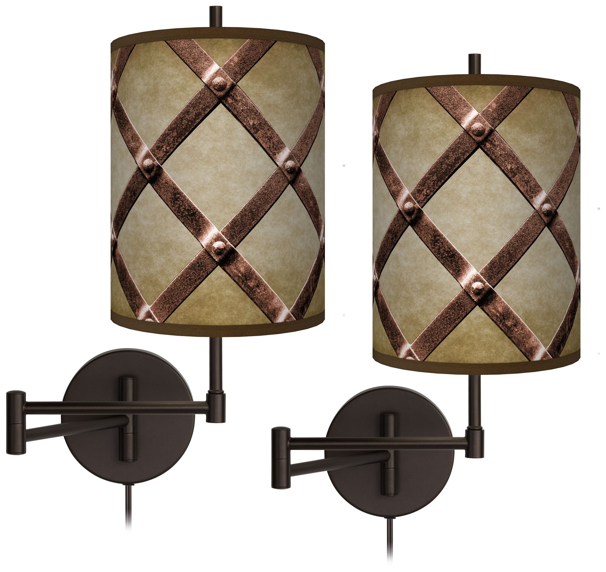 Metal Weave Tessa Bronze Swing Arm Wall Lamps Set of 2 94F73 Lamps Plus