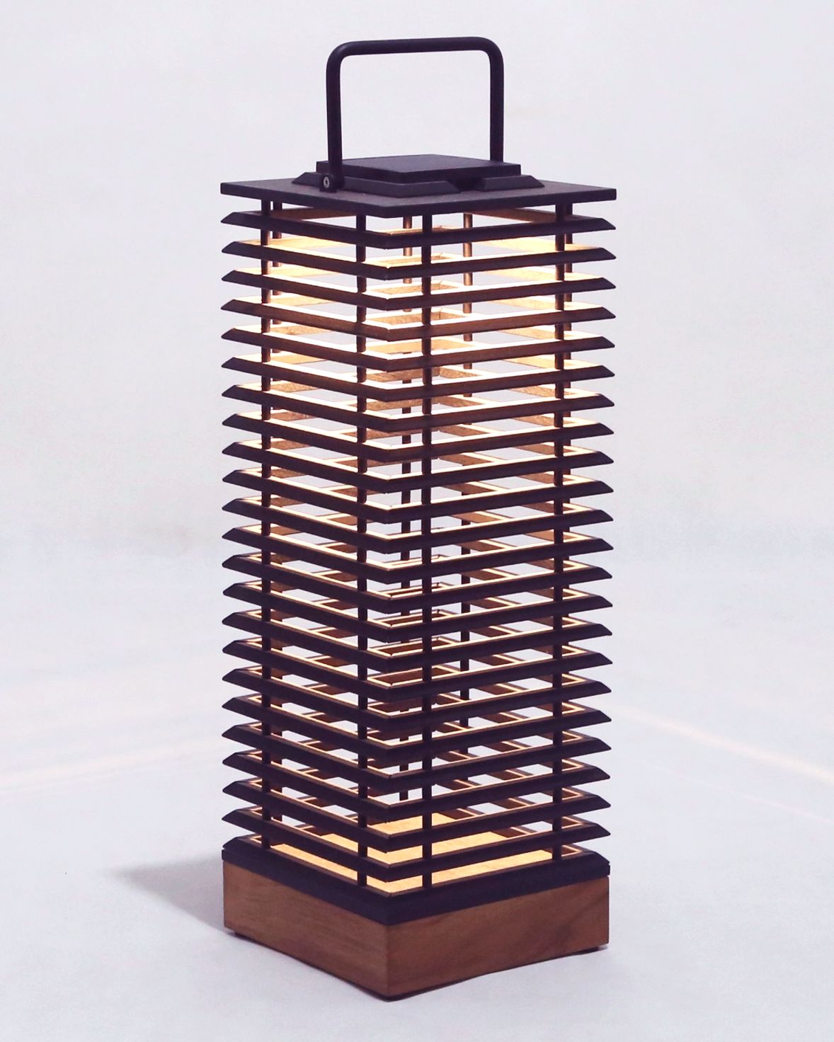 Tekura 31 1/2" High Teak Wood Motion Sensor Solar Lantern