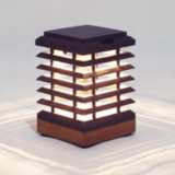 Tekura 11&quot; High Teak Wood Outdoor Solar Table Light